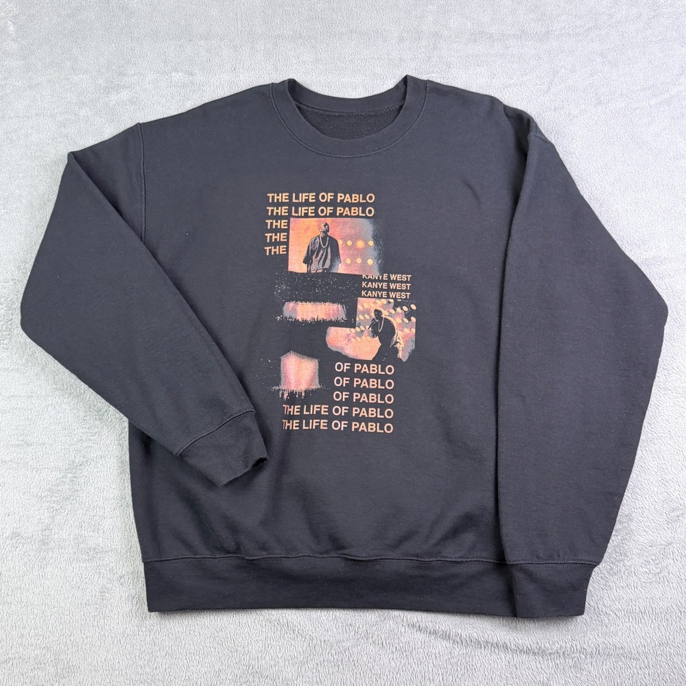 Kanye West The Life of Pablo Graphic Crewneck Sweatshirt Black Mens Medium